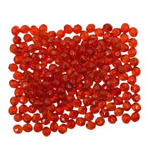 Czech Vintage Orange Round Faceted Glass Beads 120grams 8mm